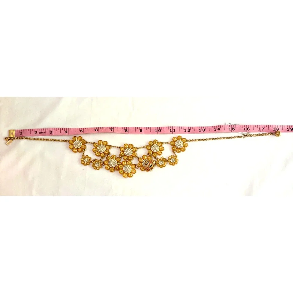 🆕 kate spade 12k Gold Plated Queen Bee Floral Double Bib Statement Necklace